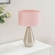 image 2 of ValueLights Jax Brushed Chrome Touch Table Lamp Blush Pink Shade and Bulb