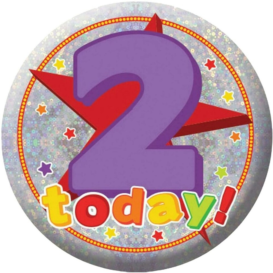 Amscan Holographic 2nd Birthday Party Badge - Purple/Silver/Red - One Size