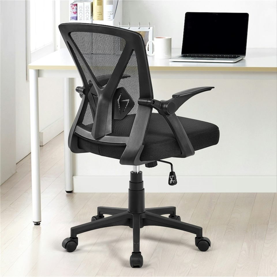 image 1 of Yaheetech Mesh Office Chair with 90° Flip-up Armrests | Black