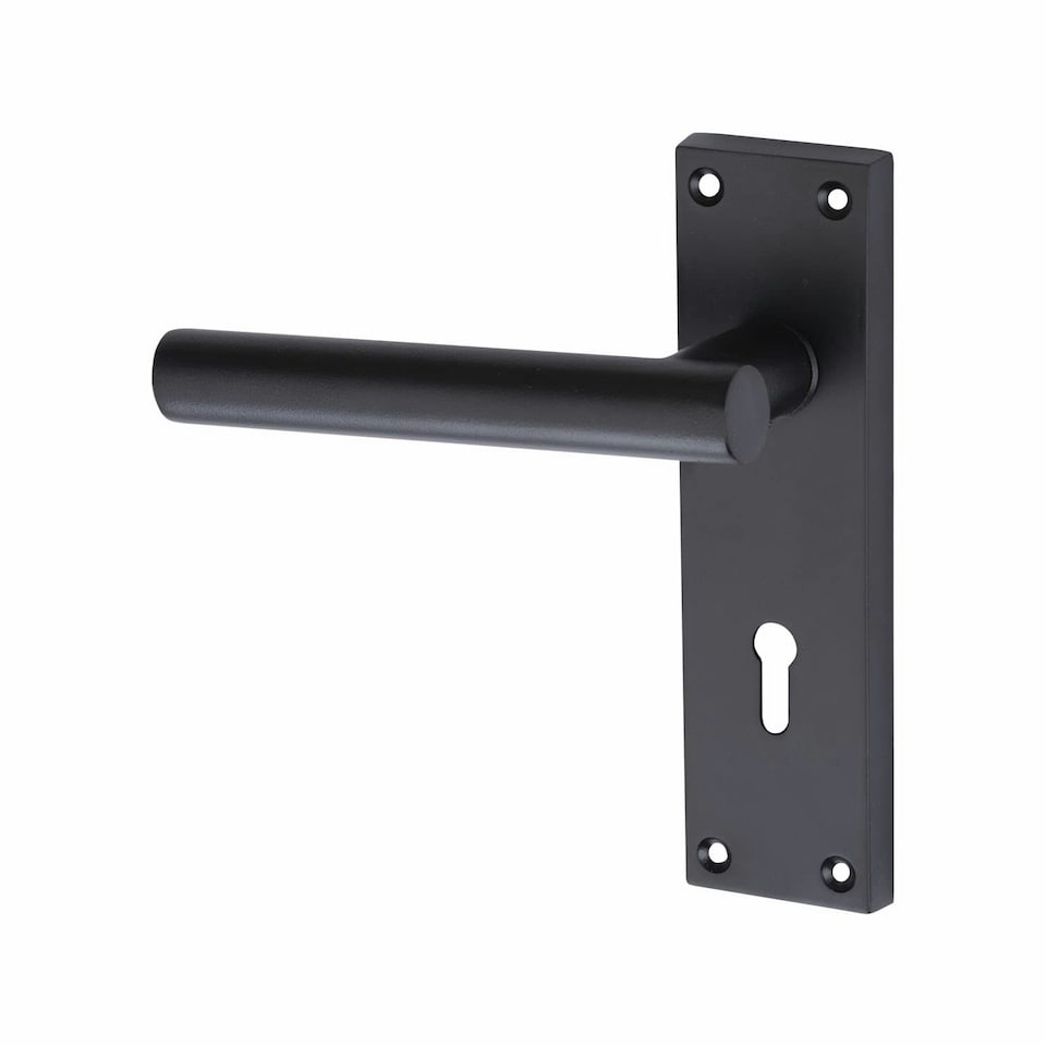image 1 of Golden Grace Key Lock Set T-Bar Lever Backplate Door Handle Matt Black Finish - 150mm x 40mm | Black | 1 Set