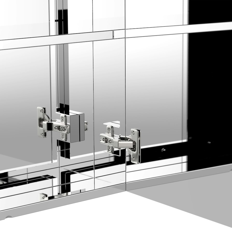image 1 of HOMCOM Bathroom Cabinet Double Door Wall Mounted Mirror Stainless Steel