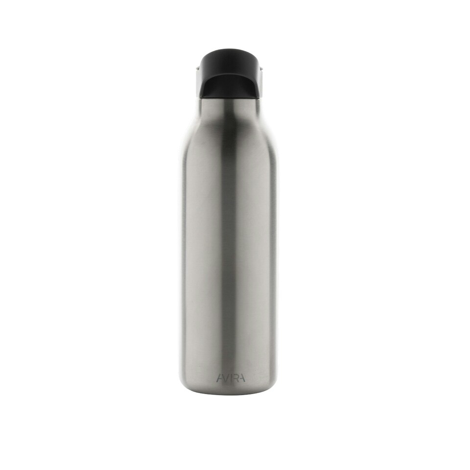 image 1 of Avira Ara Flip Top Recycled Stainless Steel 500ml Water Bottle - Silver - One Size Silver | One Size