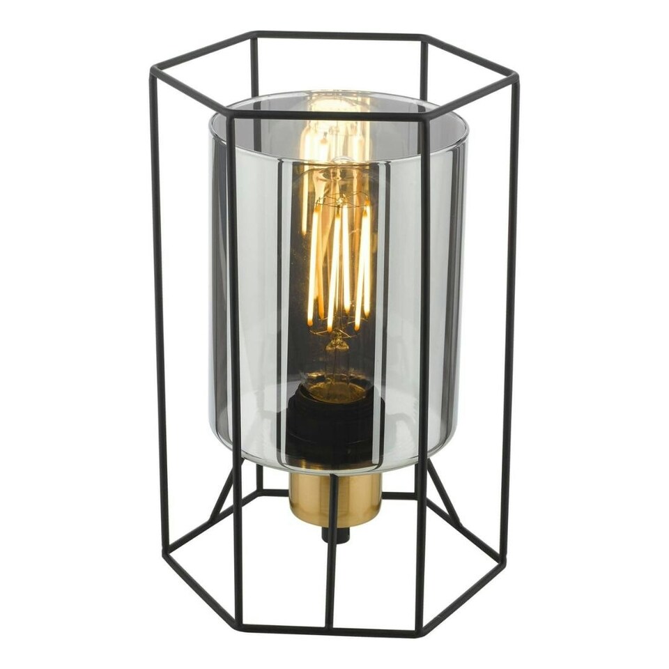 image 1 of Sabrina Black and Smoked Glass Table Lamp Black