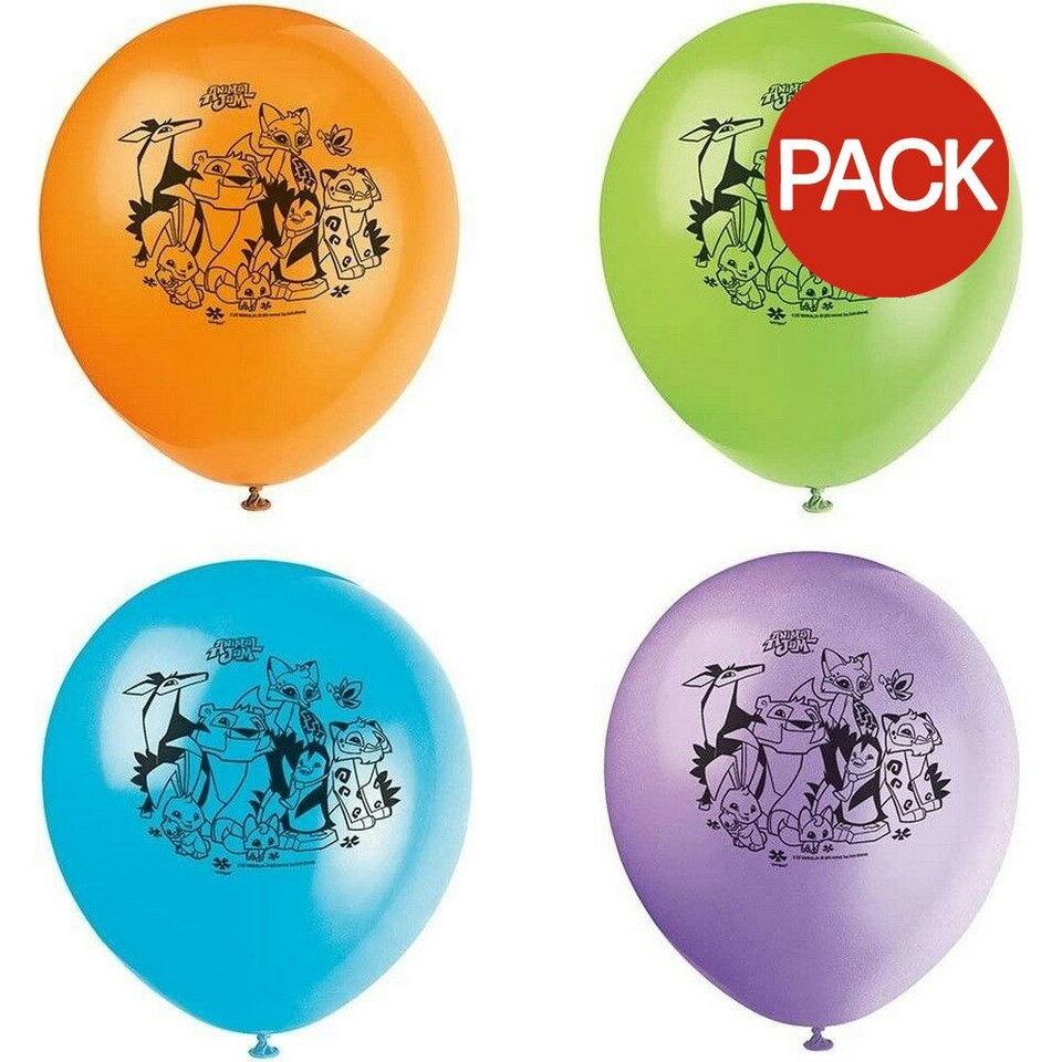 Animal Jam Assorted Designs Balloons (Pack of 8) - Multicoloured - One Size