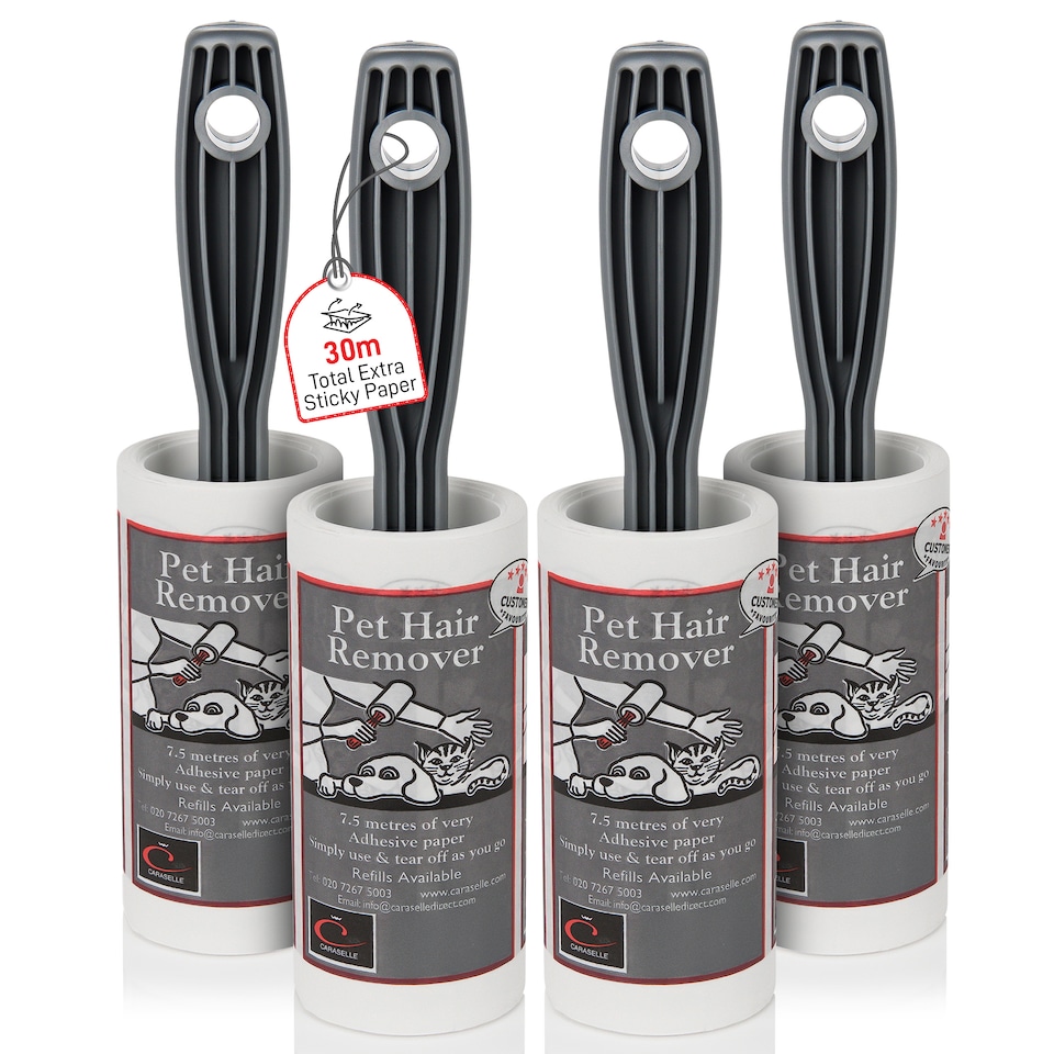 image 1 of Caraselle 4 x Pet Hair Remover Lint Rollers (total 30m, ≈300+ Sheets Equivalent)