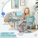 image 8 of ZONEKIZ Height Adjustable Kids Desk and Chair Set, with Drawer, Bookshelf, Blue Blue