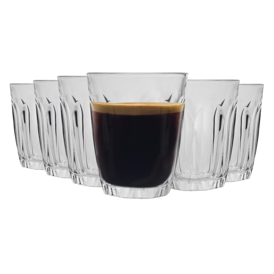 image 1 of Duralex Provence Shot Glass Espresso Cups - 90ml Drinking Glasses - Pack of 6 | Clear | Clear