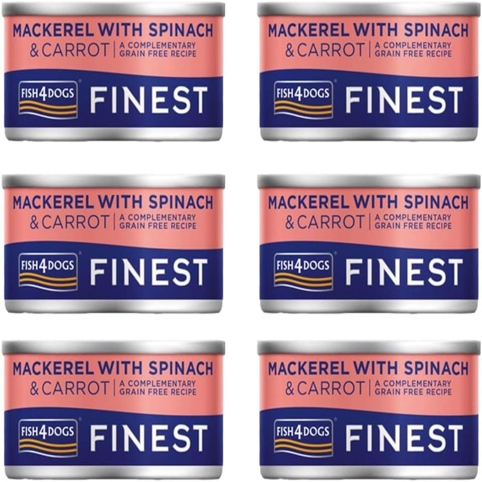 image 1 of Fish4Dogs Wet Dog Food Tins 85g for all dog breeds (FINEST MACKEREL WITH SPINACH AND CARROT)