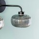 image 2 of ValueLights Amaia Pair Matte Black IP44 Rated 2 Way Smoked Glass Wall Lights with LED Bulbs