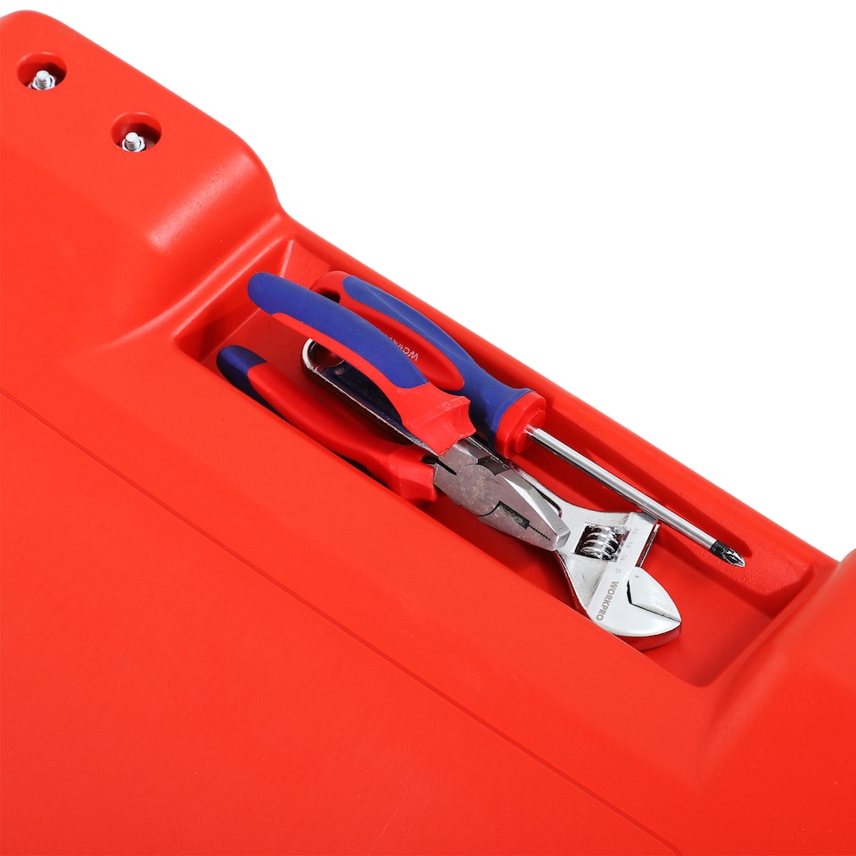 image 1 of DURHAND Mechanic Vehicle Creeper Under Car Repair Padded Headrest Rolling Moulded Workshop Garage Assistance with Tool Tray, Red