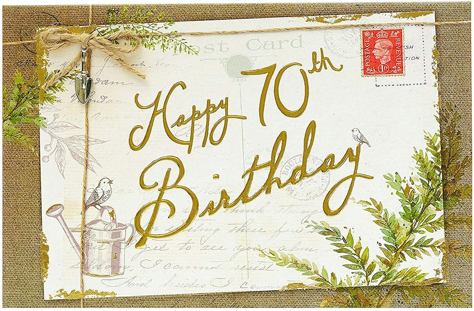 image 1 of 70th Birthday Card Postcard-Style card Hand Finished Age 70 For Him