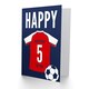 image 2 of Football Strip Kit Red White Top On 5 Year Old Child Kids 5th Birthday Card