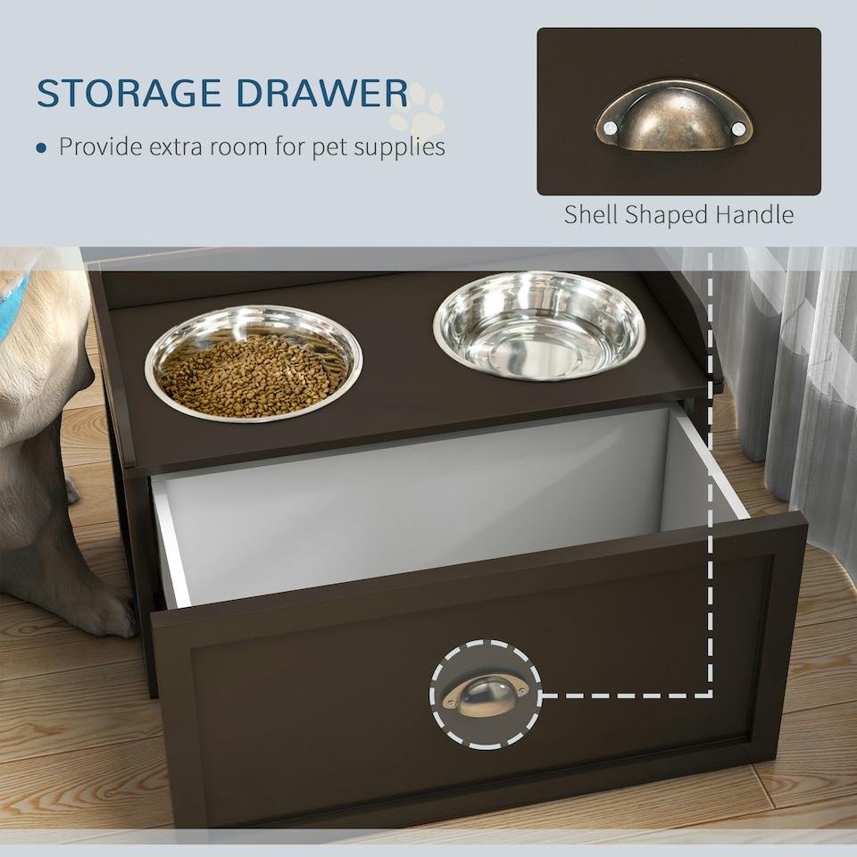 image 1 of PawHut Stainless Steel Raised Dog Bowl w/ 21L Storage Drawer, for Large Dogs
