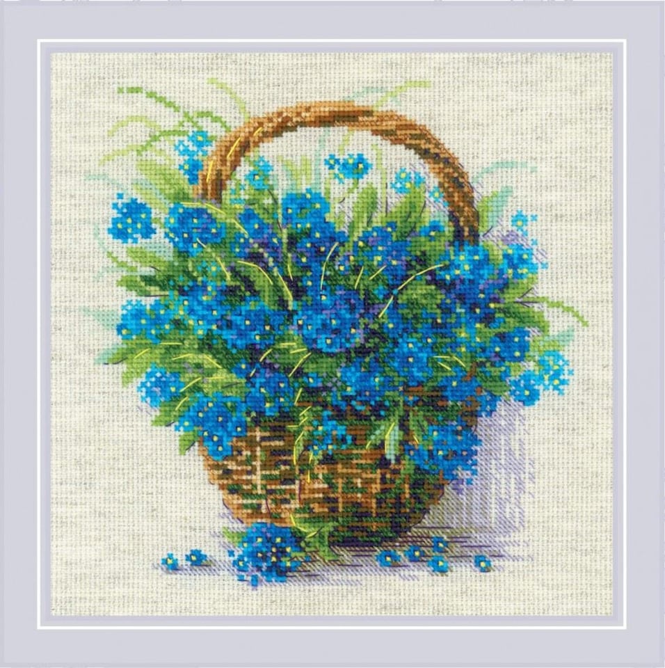 Riolis Forget-Me-Nots in a Basket Counted Cross Stitch Kit, 22cm x 22cm
