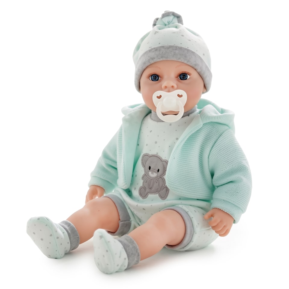 image 1 of BiBi Doll 18" Mint Baby Doll Boy With Sounds & Dummy