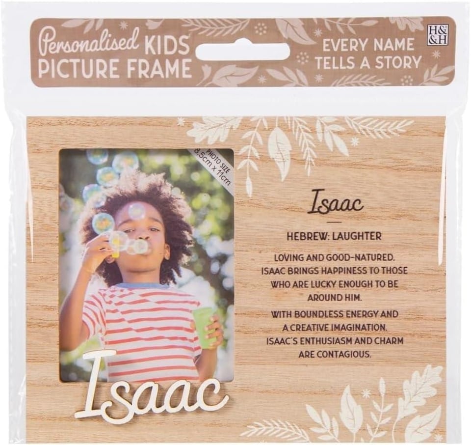 image 1 of History & Heraldry Pre-Personalised Kids Wooden Picture Frame - Isaac