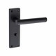 image 3 of Golden Grace T-Bar Bathroom Door Handles Set on Lever Backplate in Matt Black Finish Complete with Latch, Lock and 1 Pair of 3" Ball Bearing Hinges Black