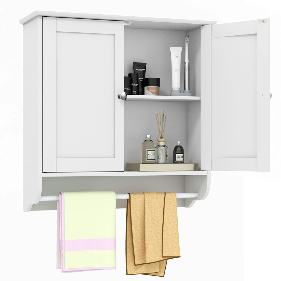 image 1 of COSTWAY Wall-mounted Bathroom Cabinet Storage Medicine Cabinet White