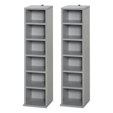 HOMCOM Set of 2 CD Storage Units with Adjustable Shelves Grey
