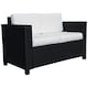 image 1 of Outsunny Rattan Sofa, 2 Seater Garden Furniture with Soft Padded Cushion and Armrests, Wicker Garden Loveseat for Patio, Black