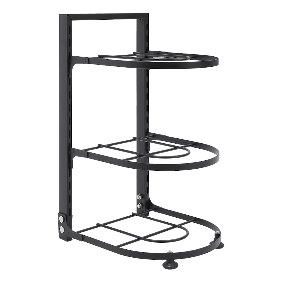 image 1 of Living and Home 3-Tier Adjustable Kitchen Organiser Rack for Pot Pan | Black | 3 Tier