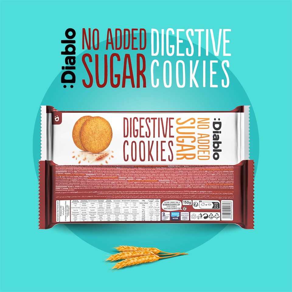 image 1 of Diablo No Added Sugar Digestive Cookies 150g