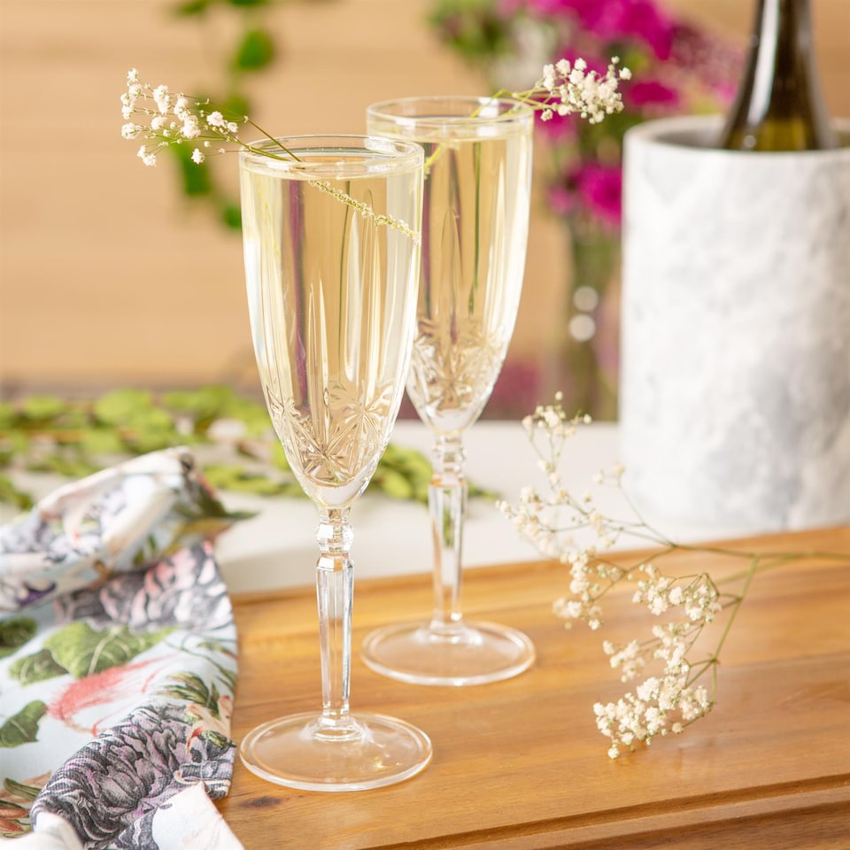 image 1 of RCR Crystal Orchestra Cut Glass Champagne Flutes Glasses Set - 200ml - Pack of 6