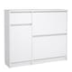 image 1 of Naia Shoe Cabinet with 2 Flip Down Doors 1 Door and 1 Drawer in White High Gloss