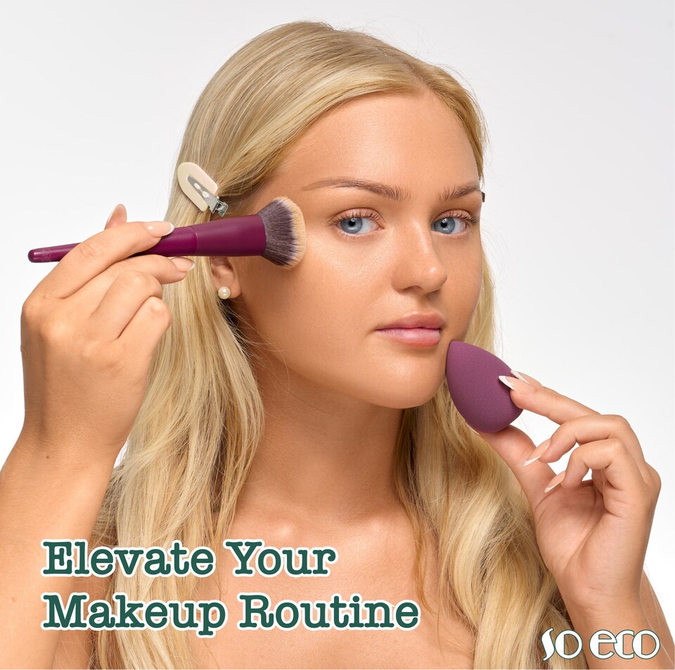 image 1 of So Eco Signature Blend Makeup Set - 7 Brushes & 2 Sponges, Vegan Cruelty-Free, Purple