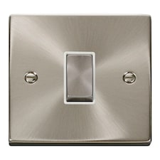 SE HOME Satin Brushed Chrome 10A 1 Gang 2 Way Ingot Light Switch | Chrome | Satin Chrome