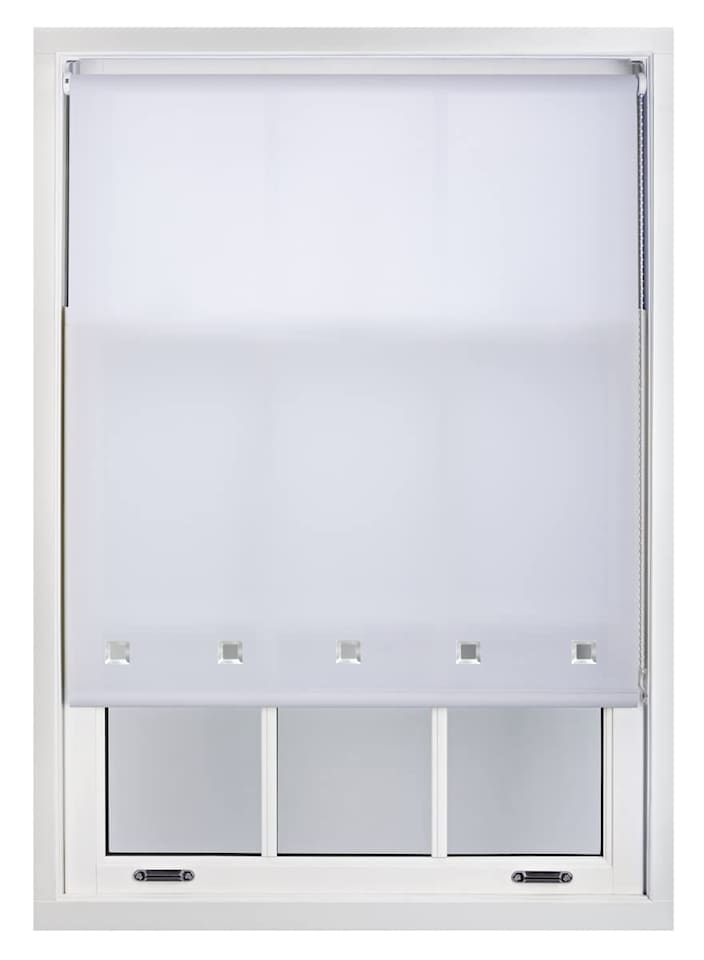image 1 of FURNISHED Roller Blinds Daylight Square Eyelet Light Filtering Easy Fit Trimmable Window Shade | White | White