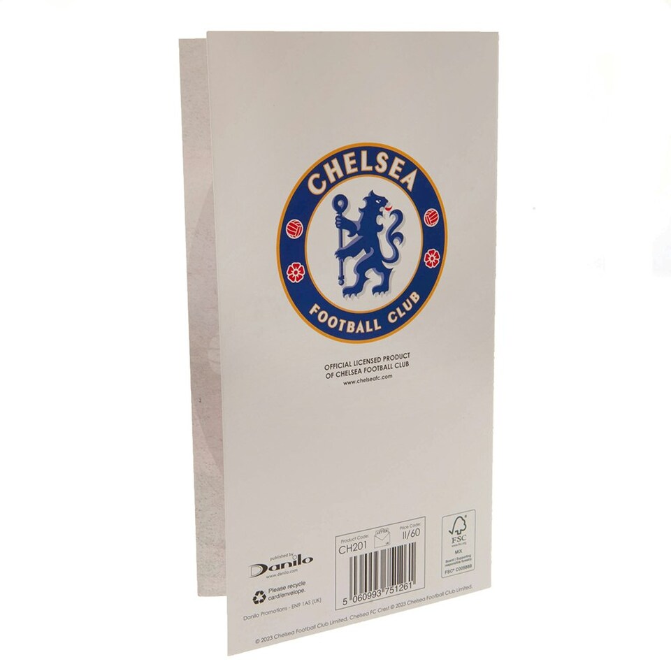 image 1 of Chelsea FC Retro Birthday Card - Blue/Gold/White - 22cm x 12cm