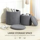 image 4 of HOMCOM Fabric Storage Ottoman with Removable Lid, Set of 2, Light Grey Grey