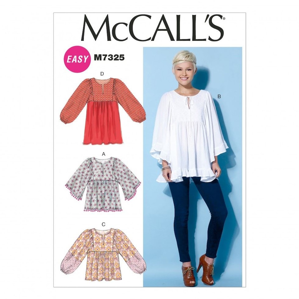 McCall's 7325 Paper Sewing Pattern – Women’s Tops & Tunics, Size Y (Xsm ...