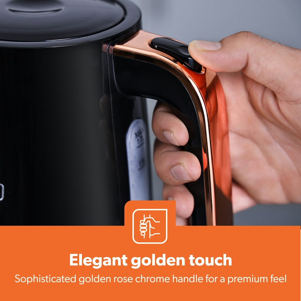 image 1 of 1.7L Illuminating Electric Kettle 3000W Rapid Boil Cordless Jug Kettle | Black, Aurora Collection