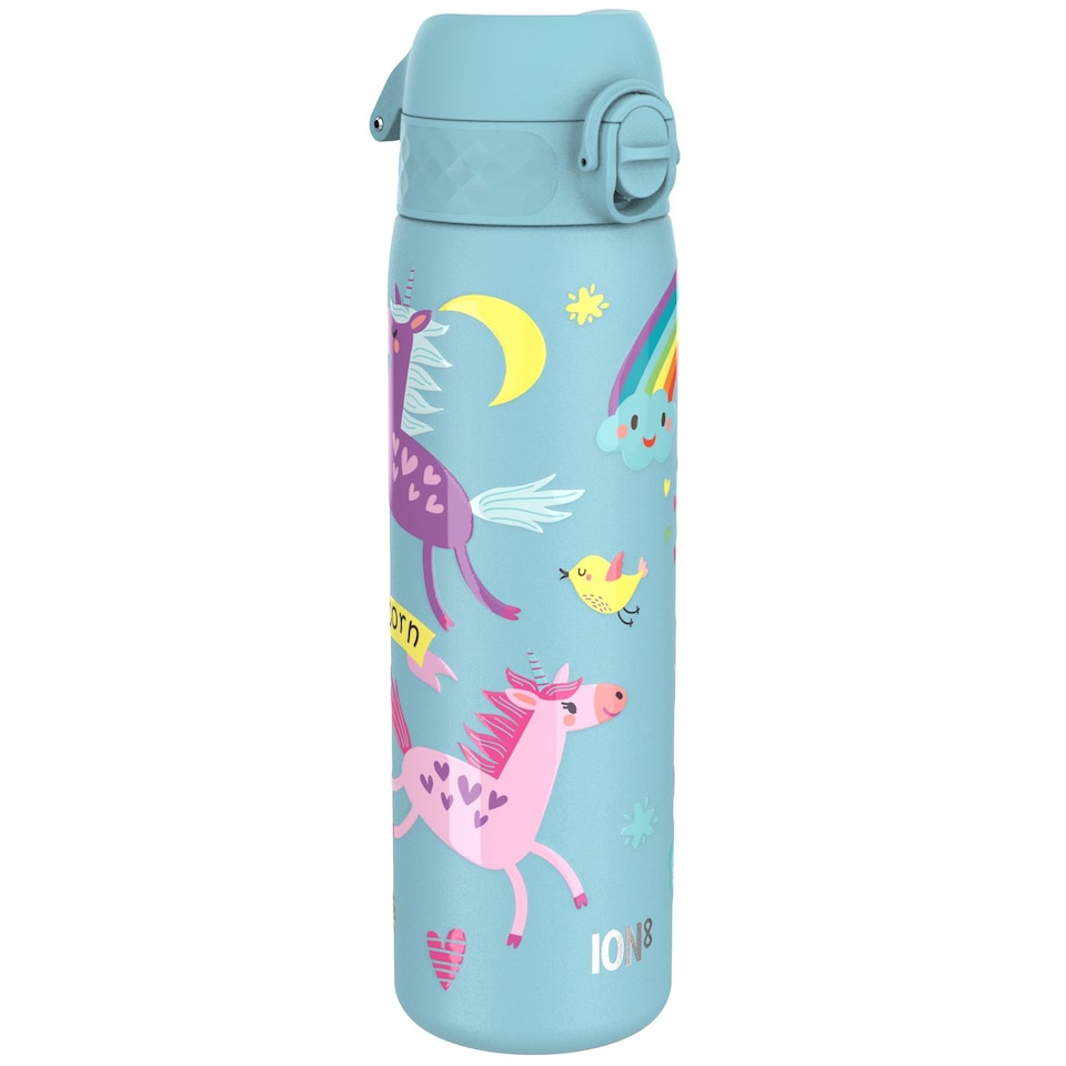 image 1 of Leak Proof Slim Water Bottle, Stainless Steel, 600ml (20oz) | Blue | Unicorns Blue | One Size