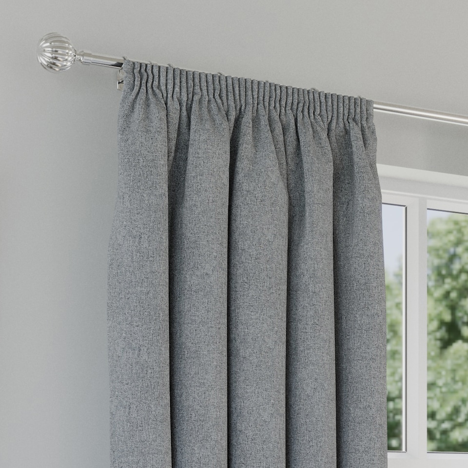 image 1 of Enhanced Living Dallas 100% Blackout Thermal Grey Curtains with 3" Tape Top Header (PAIR) - 46x90 inch (117x229cm)