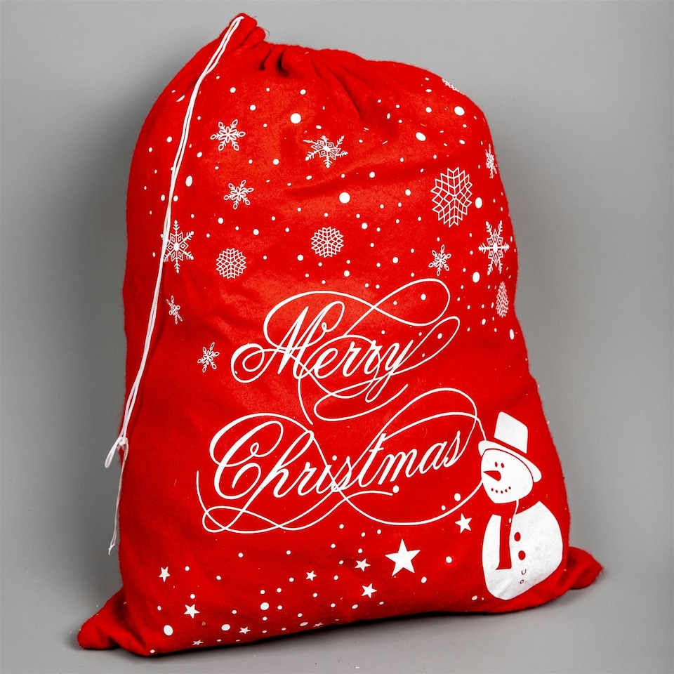 image 1 of 46 x 60cm Large Christmas Santa Sack Snowflake Snowman 1Pc