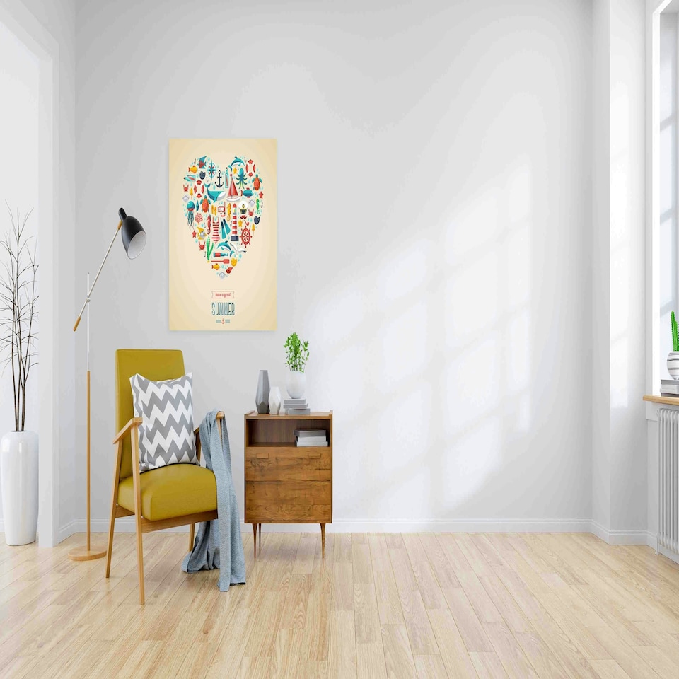 image 1 of Summer heart Marine symbols (Canvas Print) 91cm x 91cm