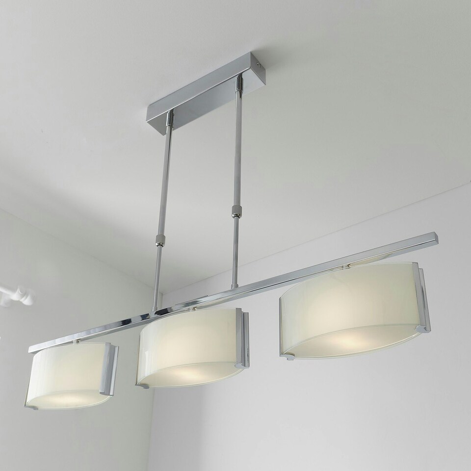 image 1 of Clef 3 Light Semi Flush Ceiling Light Chrome, Gloss White Glass, G9