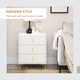 image 3 of HOMCOM Modern 3 Drawer Dresser, Fluted Bedroom Dresser Chest of Drawers with Metal Legs and Steel Handles for Bedroom, White