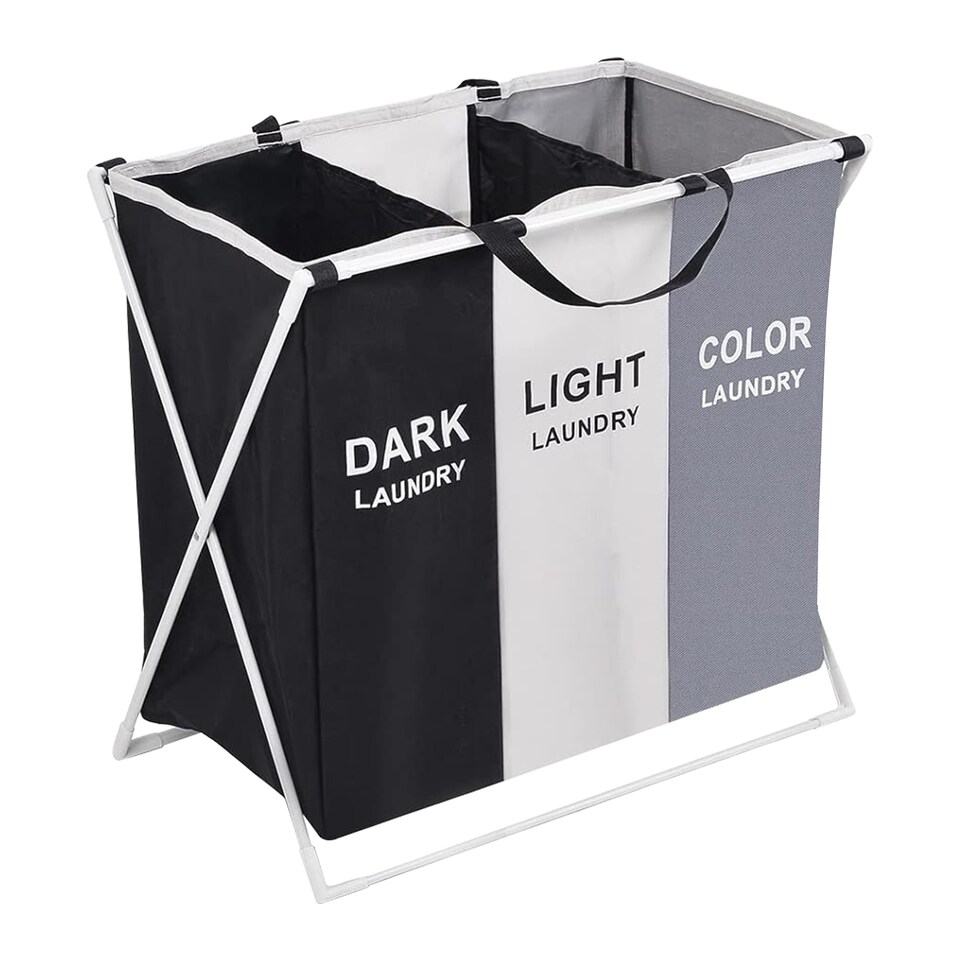 image 1 of 3 Large Compartment Collapsible Laundry Basket, Waterproof Laundry Hamper