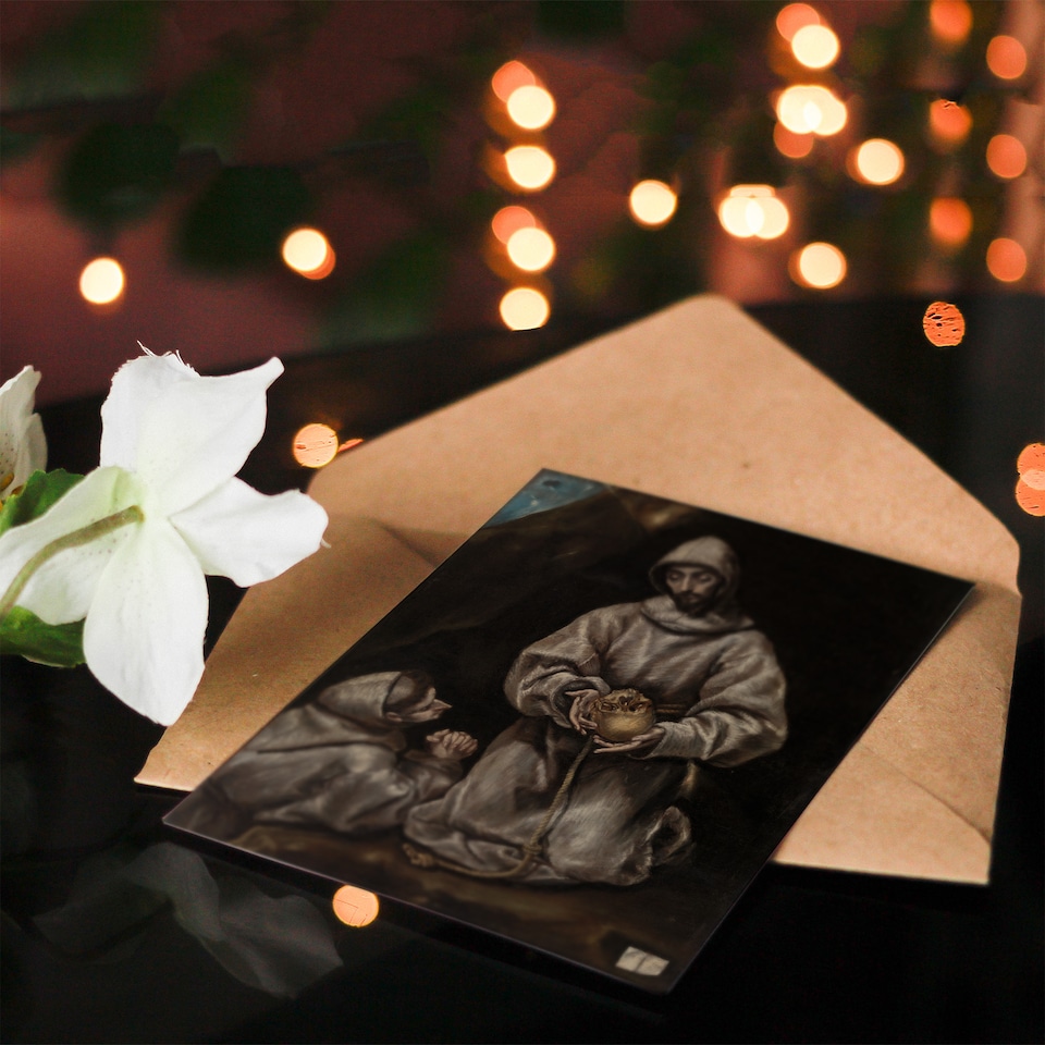 image 1 of El Greco Art Card St Francis and Brother Leo Meditating on Death
