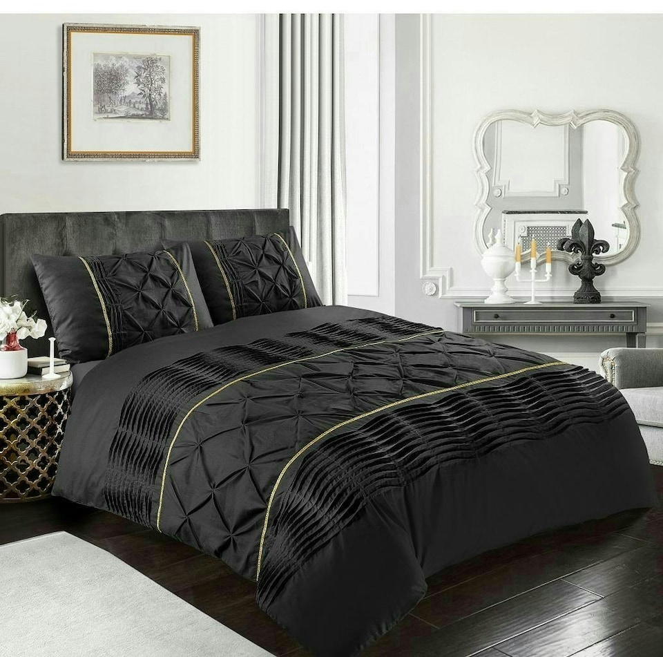 image 1 of Eleanor Duvet Cover Set - King - Black | Black | King