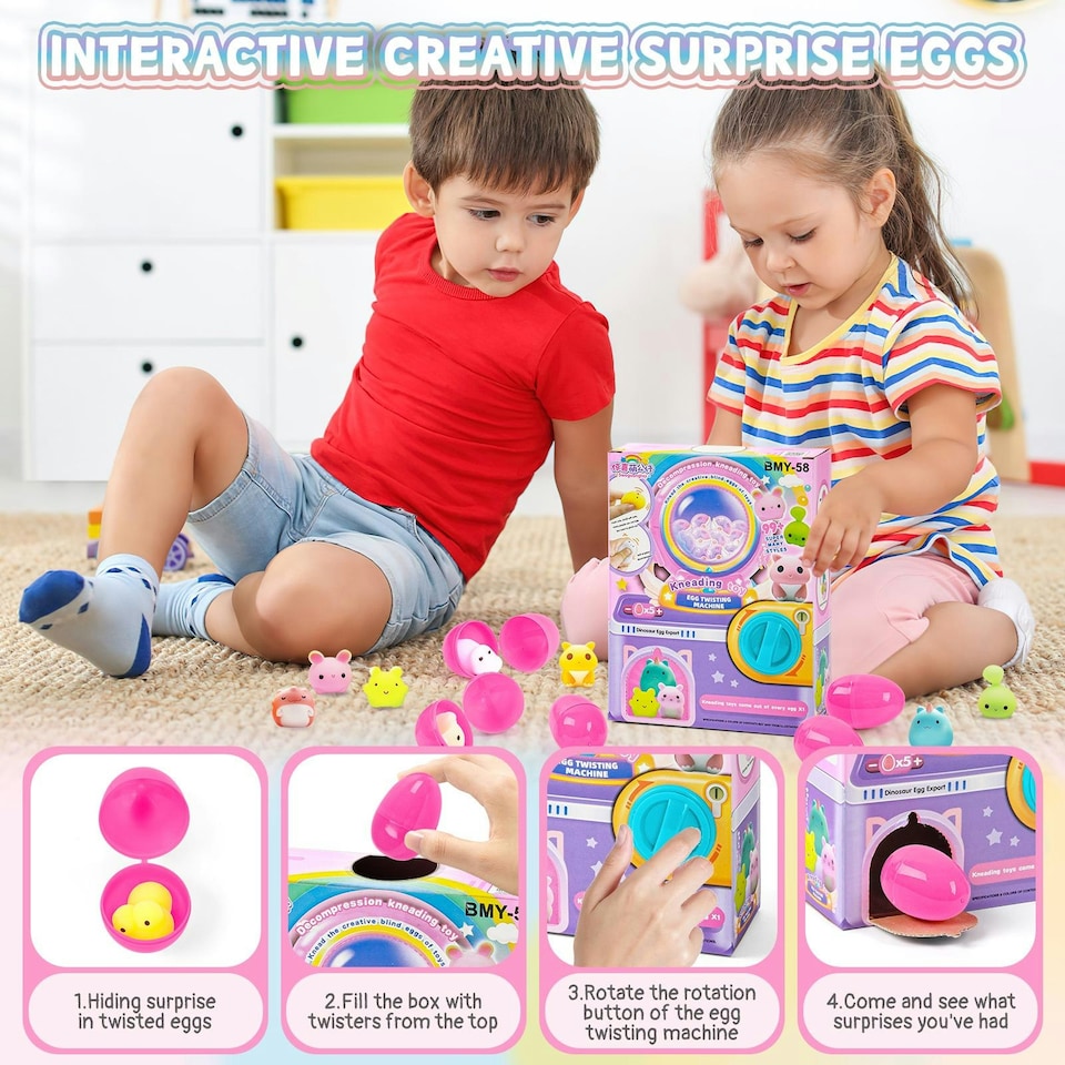 image 1 of Surprise Egg Vending Machine for Kids – Surprise Egg Kneading Toy Blind Box Game with Toys Inside