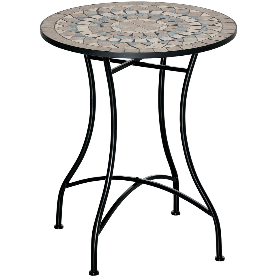 image 1 of Outsunny 60cm Mosaic Round Bistro Table Outdoor Garden Side Table, Green
