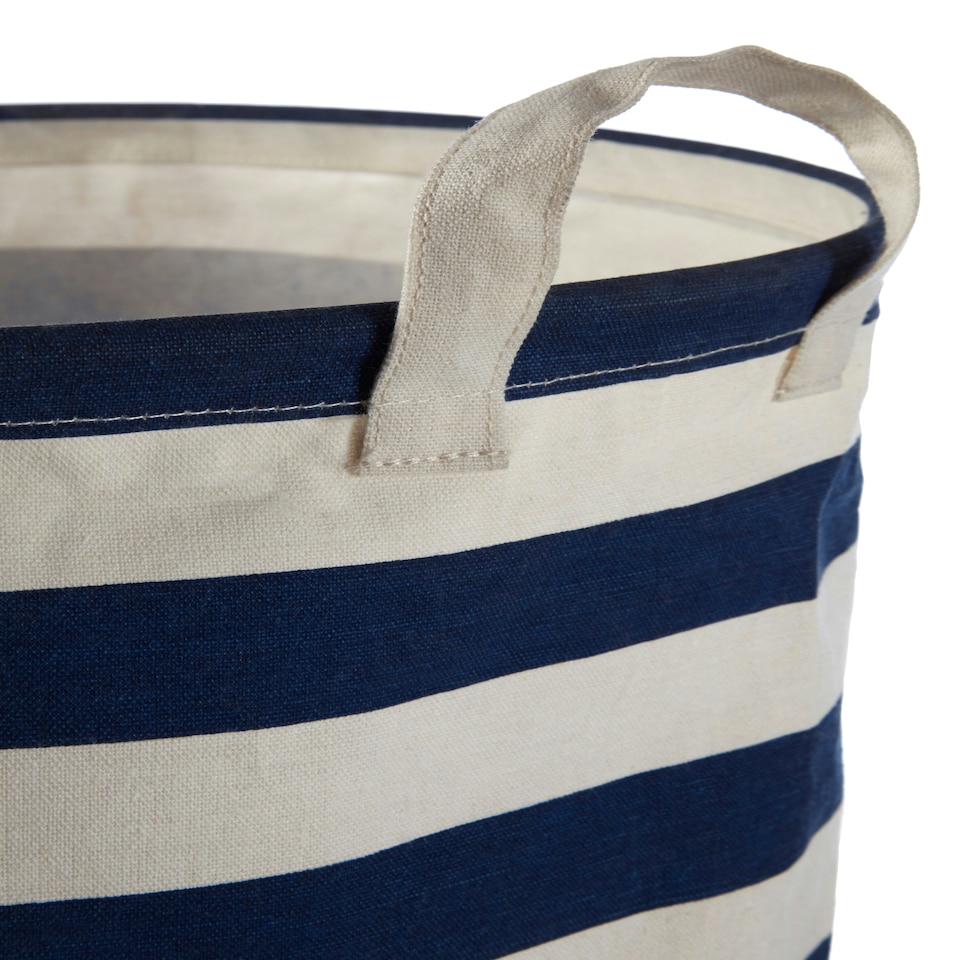 image 1 of Interiors by Premier Anchor Laundry Bag In Blue And White, Nautical-Themed Fabric Hamper With Rope Handles And Anchor Print Blue