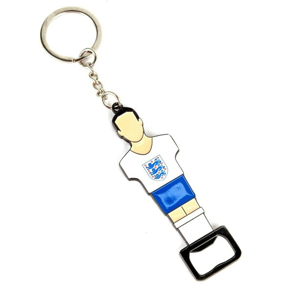 England FA Foosball Bottle Opener Keyring - White/Blue/Gold - One Size