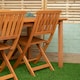 image 5 of Outdoor 6 Person Rectangular Wooden Garden Patio Dining Table Chairs with Black Parasol and Base Set