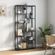 image 2 of HOMCOM 7-Tier Bookshelf, Geometric Bookcase, Industrial Floor Standing Book Shelf, Open Display Shelving Unit for Living Room, Home Office and Bedroom, Grey and Black | Black | Grey and Black